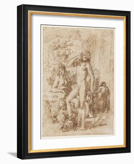 Bacchus and Erigone-Nicolas Poussin-Framed Giclee Print