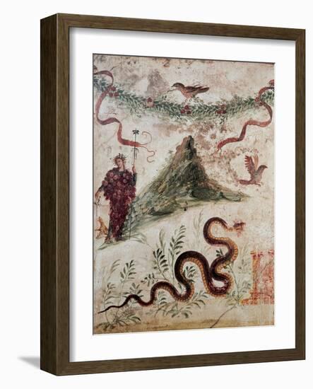 Bacchus and the Vesuvius, 79, 1st Century, Mural (Fresco)-null-Framed Premium Giclee Print