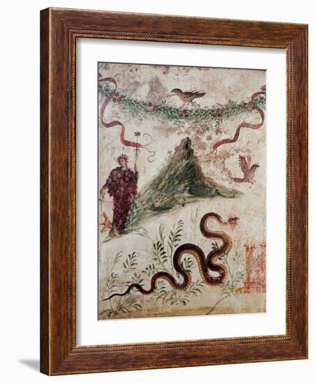 Bacchus and the Vesuvius, 79, 1st Century, Mural (Fresco)-null-Framed Premium Giclee Print