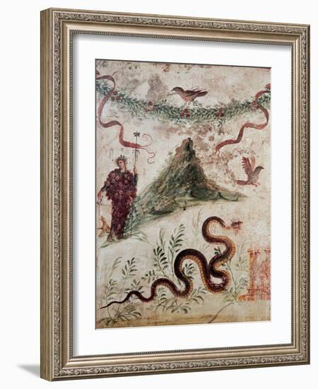 Bacchus and the Vesuvius, 79, 1st Century, Mural (Fresco)-null-Framed Giclee Print