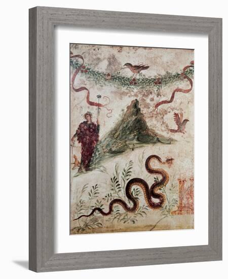 Bacchus and the Vesuvius, 79, 1st Century, Mural (Fresco)-null-Framed Giclee Print