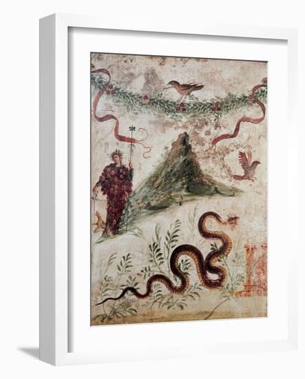 Bacchus and the Vesuvius, 79, 1st Century, Mural (Fresco)-null-Framed Giclee Print