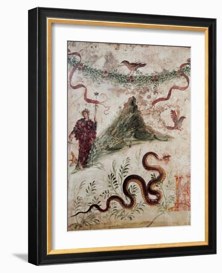 Bacchus and the Vesuvius, 79, 1st Century, Mural (Fresco)-null-Framed Giclee Print