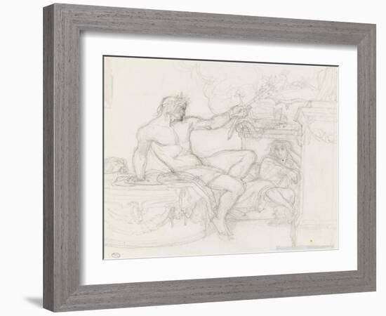 Bacchus assis sur la base d'une colonne près d'une figure assise-Alexandre Cabanel-Framed Giclee Print