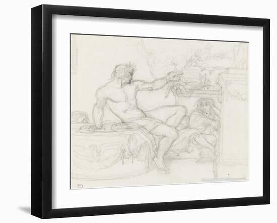 Bacchus assis sur la base d'une colonne près d'une figure assise-Alexandre Cabanel-Framed Giclee Print