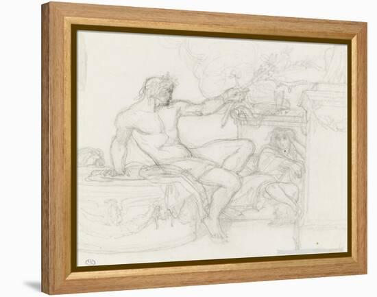 Bacchus assis sur la base d'une colonne près d'une figure assise-Alexandre Cabanel-Framed Premier Image Canvas