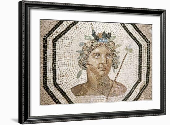 Bacchus, Detail from a Mosaic, Lyon, Rhone-Alpes, France-null-Framed Giclee Print