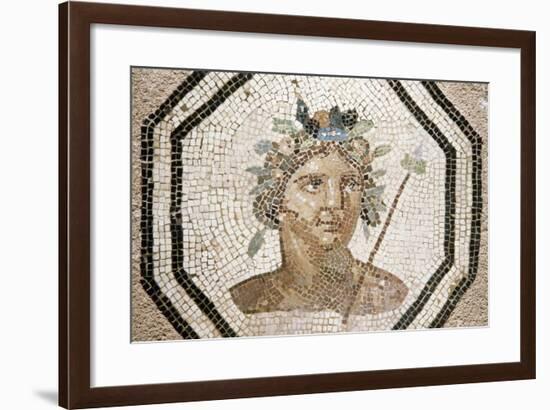 Bacchus, Detail from a Mosaic, Lyon, Rhone-Alpes, France-null-Framed Giclee Print