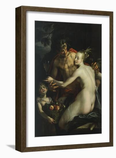 Bacchus, Venus and Cupid-Hans von Aachen-Framed Premium Giclee Print