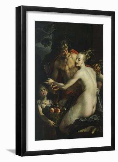 Bacchus, Venus and Cupid-Hans von Aachen-Framed Premium Giclee Print