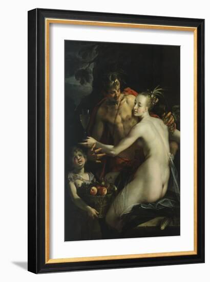 Bacchus, Venus and Cupid-Hans von Aachen-Framed Premium Giclee Print