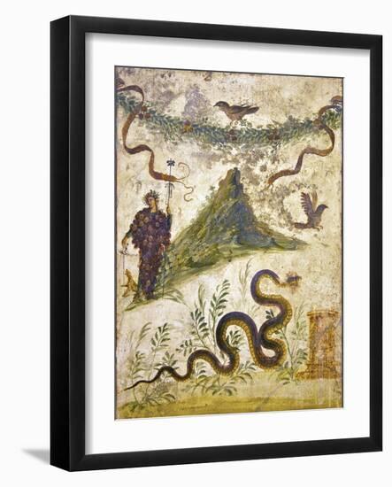 Bacchus Wearing Bunch of Grapes Pours Wine For Panther to Drink, From Pompeii-null-Framed Photographic Print
