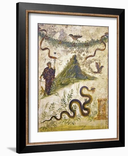 Bacchus Wearing Bunch of Grapes Pours Wine For Panther to Drink, From Pompeii-null-Framed Photographic Print