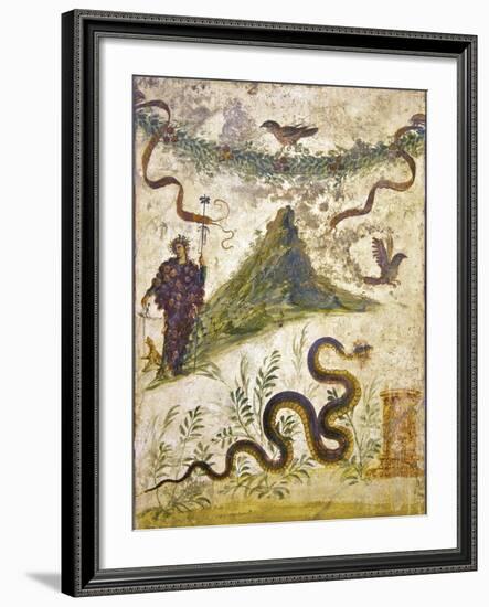 Bacchus Wearing Bunch of Grapes Pours Wine For Panther to Drink, From Pompeii-null-Framed Photographic Print