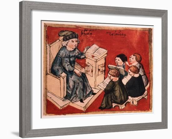 Bachelor Teaching His Pupils, C 15th-null-Framed Giclee Print