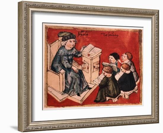 Bachelor Teaching His Pupils, C 15th-null-Framed Giclee Print