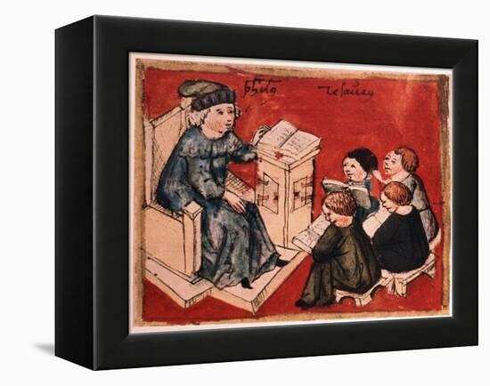 Bachelor Teaching His Pupils, C 15th-null-Framed Premier Image Canvas