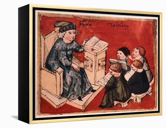 Bachelor Teaching His Pupils, C 15th-null-Framed Premier Image Canvas