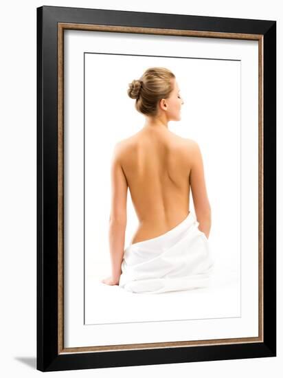 Back Beautiful Woman on White Background-chagin-Framed Photographic Print