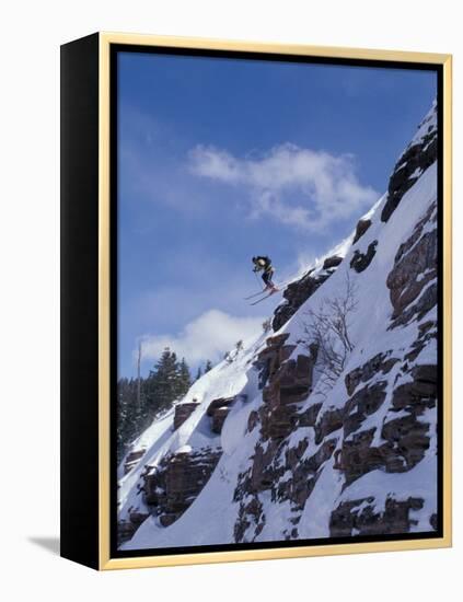 Back Country Skiing, Colorado, USA-Lee Kopfler-Framed Premier Image Canvas