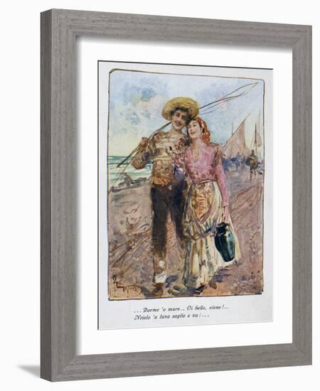 Back from Fishing by Pietro Scoppetta (1863-1920), Italy, 20th Century-Pietro Scoppetta-Framed Giclee Print