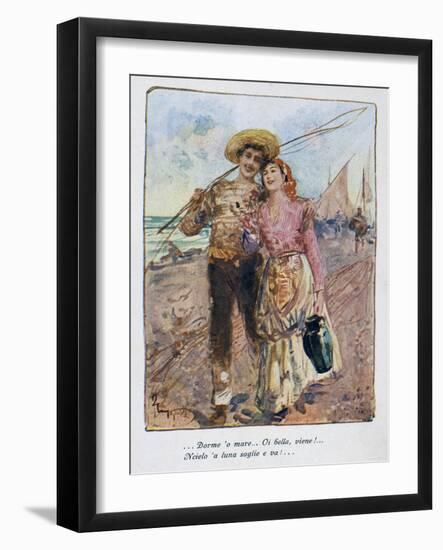 Back from Fishing by Pietro Scoppetta (1863-1920), Italy, 20th Century-Pietro Scoppetta-Framed Giclee Print