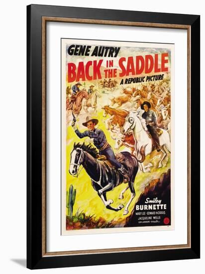 BACK IN THE SADDLE, from left: Gene Autry, Smiley Burnette, 1941.-null-Framed Art Print