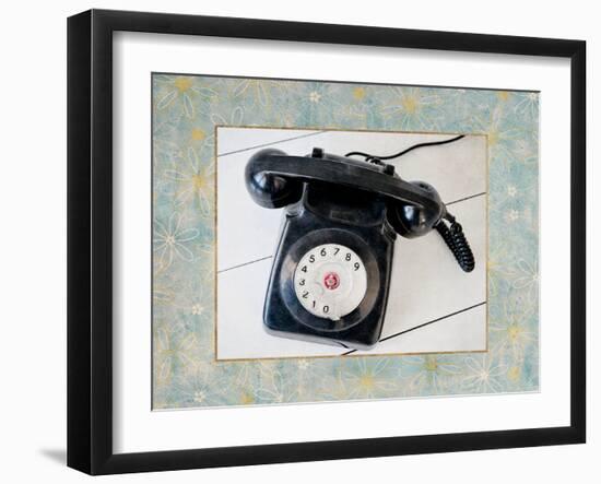 Back in Time Black Telephone Border-Susannah Tucker-Framed Art Print