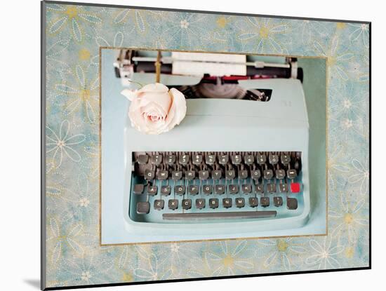 Back in Time Blue Typewriter Border-Susannah Tucker-Mounted Art Print