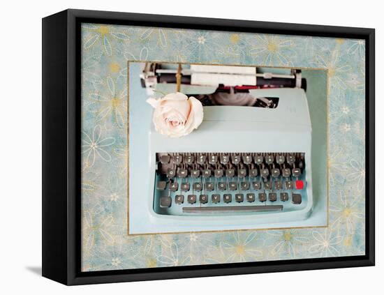 Back in Time Blue Typewriter Border-Susannah Tucker-Framed Stretched Canvas