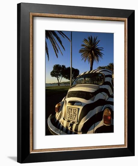 Back of a Beetle Car Painted in Zebra Stripes, Cape Town, South Africa, Africa-Yadid Levy-Framed Photographic Print