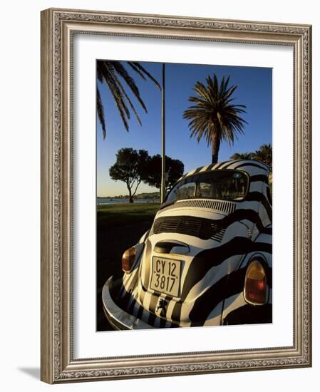 Back of a Beetle Car Painted in Zebra Stripes, Cape Town, South Africa, Africa-Yadid Levy-Framed Photographic Print