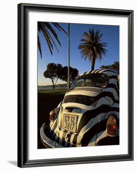 Back of a Beetle Car Painted in Zebra Stripes, Cape Town, South Africa, Africa-Yadid Levy-Framed Photographic Print