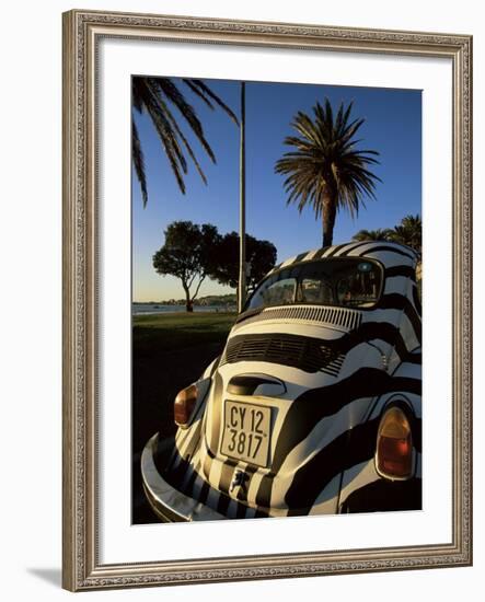 Back of a Beetle Car Painted in Zebra Stripes, Cape Town, South Africa, Africa-Yadid Levy-Framed Photographic Print