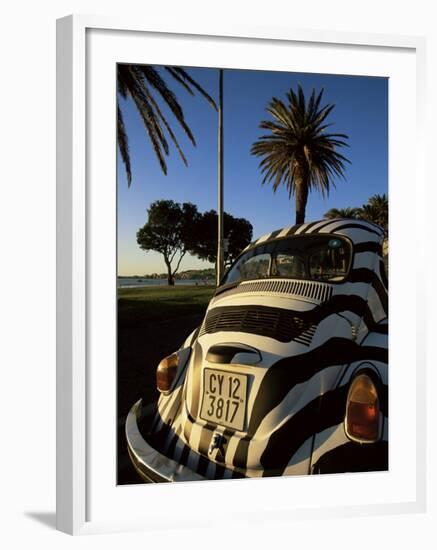 Back of a Beetle Car Painted in Zebra Stripes, Cape Town, South Africa, Africa-Yadid Levy-Framed Photographic Print