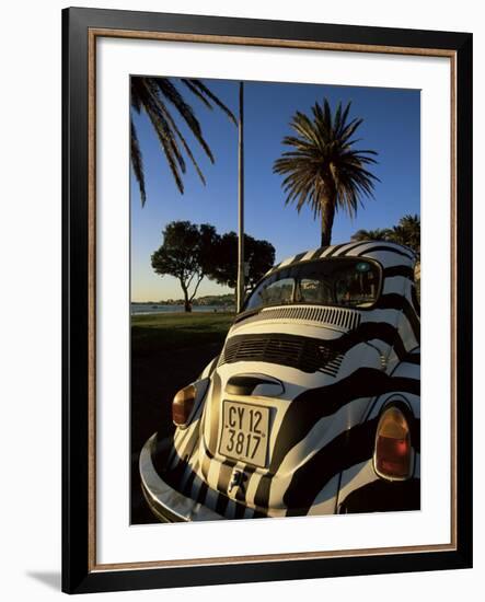 Back of a Beetle Car Painted in Zebra Stripes, Cape Town, South Africa, Africa-Yadid Levy-Framed Photographic Print