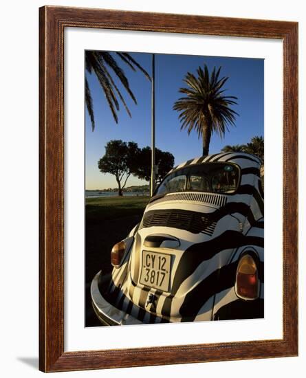 Back of a Beetle Car Painted in Zebra Stripes, Cape Town, South Africa, Africa-Yadid Levy-Framed Photographic Print