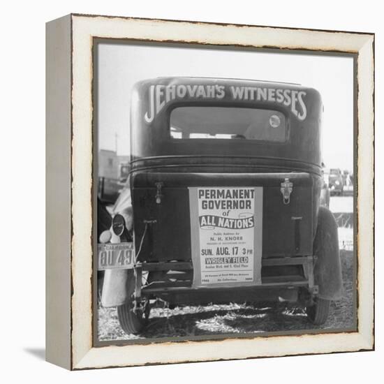 Back of Car Advertising for Jehovah's Witnesses' Activities at Wrigley Field-Loomis Dean-Framed Premier Image Canvas