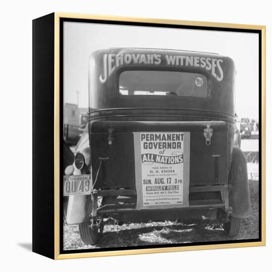 Back of Car Advertising for Jehovah's Witnesses' Activities at Wrigley Field-Loomis Dean-Framed Premier Image Canvas