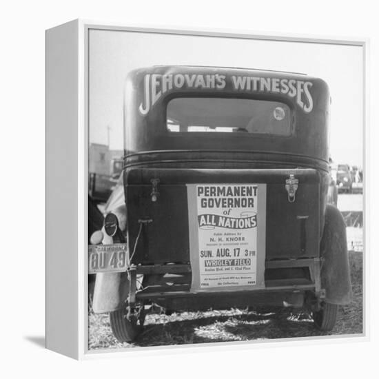 Back of Car Advertising for Jehovah's Witnesses' Activities at Wrigley Field-Loomis Dean-Framed Premier Image Canvas