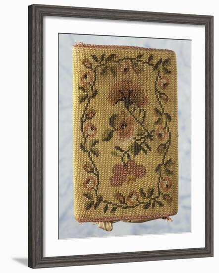 Back of Purse, Embroidered with Silk Small Stitch, with Floral Motifs-null-Framed Giclee Print