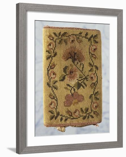 Back of Purse, Embroidered with Silk Small Stitch, with Floral Motifs-null-Framed Giclee Print
