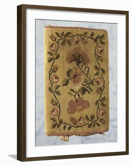 Back of Purse, Embroidered with Silk Small Stitch, with Floral Motifs-null-Framed Giclee Print