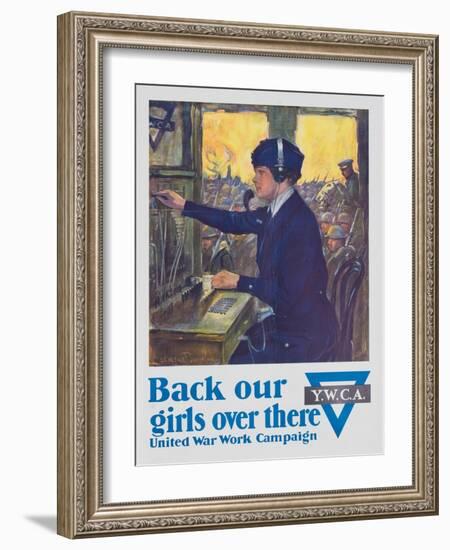 Back Our Girls over There Poster-Clarence F. Underwood-Framed Giclee Print