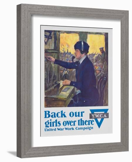 Back Our Girls over There Poster-Clarence F. Underwood-Framed Giclee Print