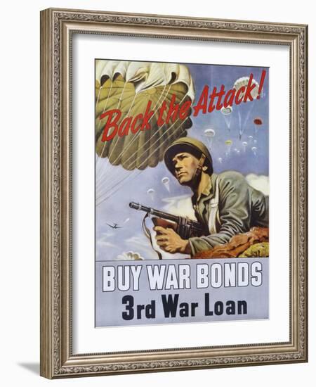 Back the Attack! War Bonds Poster-null-Framed Giclee Print