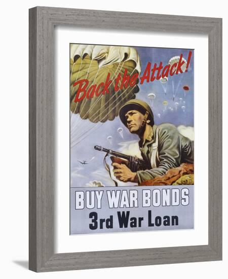 Back the Attack! War Bonds Poster-null-Framed Giclee Print