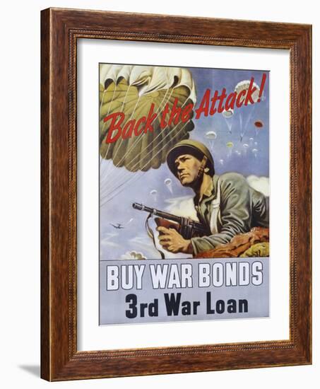 Back the Attack! War Bonds Poster-null-Framed Giclee Print