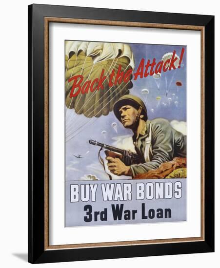 Back the Attack! War Bonds Poster-null-Framed Giclee Print