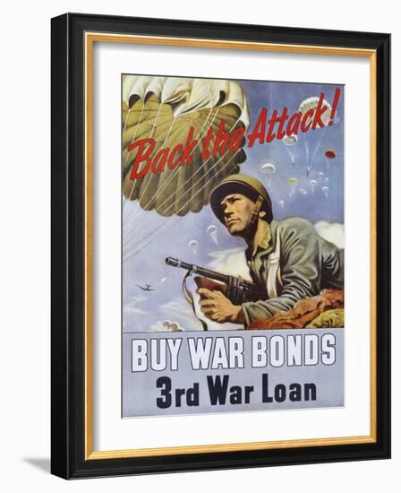 Back the Attack! War Bonds Poster-null-Framed Giclee Print